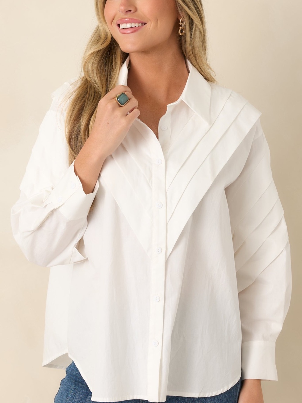 Vestique • NWT Caroline White Button Up Classic Collar Blouse
